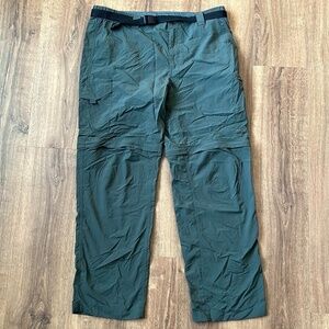 Columbia Convertible Pants Omni Shade Olive Green with Belt Sz 38x32